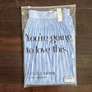 Gentle Fawn Blue Midi A-Line Skirt with Pleated Design for Casual Wear